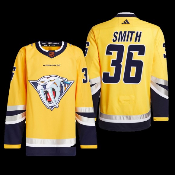 Cole Smith Nashville Predators Authentic Primegreen Jersey 2022 Yellow #36 Reverse Retro 2.0 Uniform