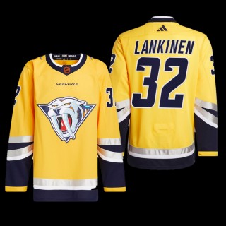 Kevin Lankinen Nashville Predators Authentic Primegreen Jersey 2022 Yellow #32 Reverse Retro 2.0 Uniform