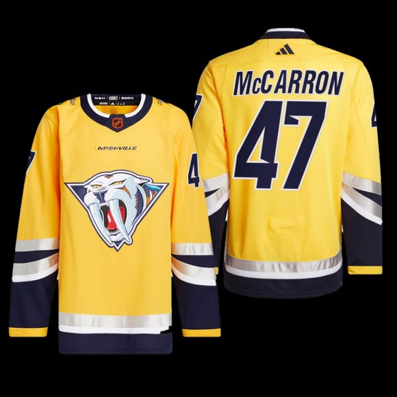 Michael McCarron Nashville Predators Authentic Primegreen Jersey 2022 Yellow #47 Reverse Retro 2.0 Uniform