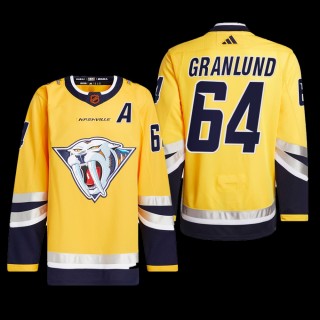 Mikael Granlund Nashville Predators Authentic Primegreen Jersey 2022 Yellow #64 Reverse Retro 2.0 Uniform