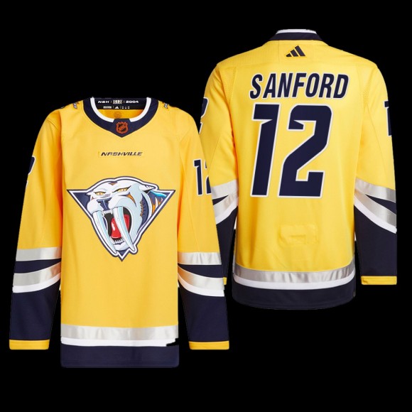 Zach Sanford Nashville Predators Authentic Primegreen Jersey 2022 Yellow #12 Reverse Retro 2.0 Uniform