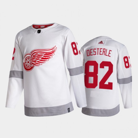 Detroit Red Wings Jordan Oesterle #82 2021 Reverse Retro White Special Edition Jersey