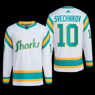 Evgeny Svechnikov San Jose Sharks Authentic Primegreen Jersey 2022 White #10 Reverse Retro 2.0 Uniform