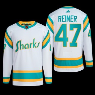 James Reimer San Jose Sharks Authentic Primegreen Jersey 2022 White #47 Reverse Retro 2.0 Uniform