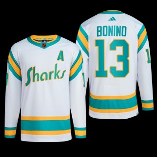 Nick Bonino San Jose Sharks Authentic Primegreen Jersey 2022 White #13 Reverse Retro 2.0 Uniform