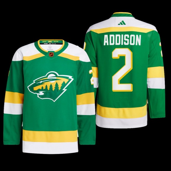 Minnesota Wild 2022 Reverse Retro 2.0 Jersey Calen Addison Green #2 Authentic Pro Uniform