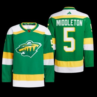 Minnesota Wild 2022 Reverse Retro 2.0 Jersey Jake Middleton Green #5 Authentic Pro Uniform