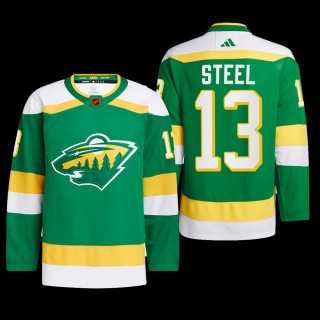 Minnesota Wild 2022 Reverse Retro 2.0 Jersey Sam Steel Green #13 Authentic Pro Uniform