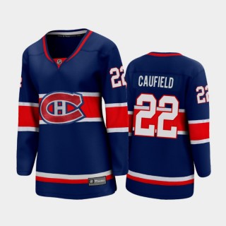 2021 Women Montreal Canadiens Cole Caufield #22 Reverse Retro Jersey - Blue