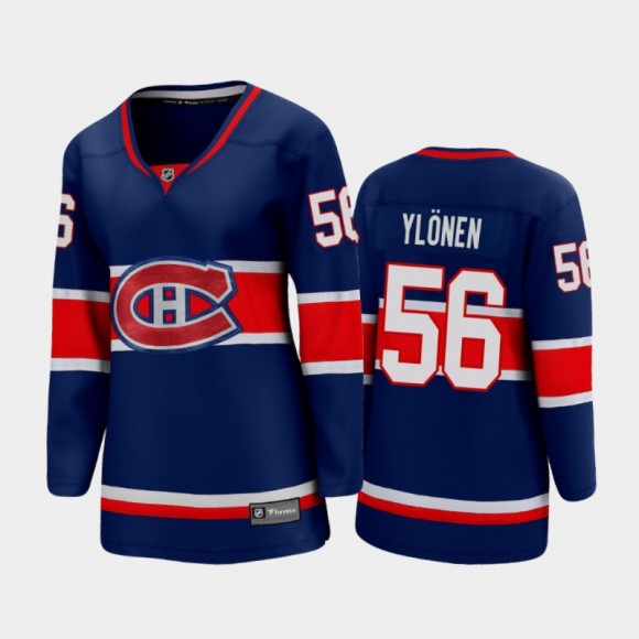 2021 Women Montreal Canadiens Jesse Ylonen #56 Reverse Retro Jersey - Blue