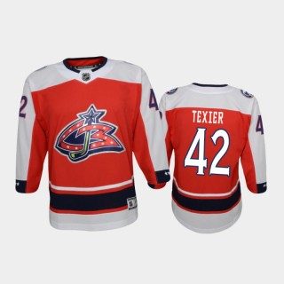 Youth Columbus Blue Jackets Alexandre Texier #42 Reverse Retro 2020-21 Replica Red Jersey