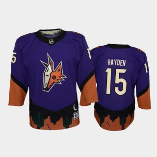 Youth Arizona Coyotes John Hayden #15 Reverse Retro 2020-21 Replica Purple Jersey