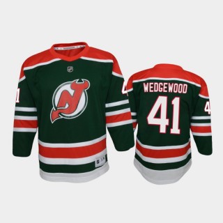 Youth New Jersey Devils Scott Wedgewood #41 Reverse Retro 2020-21 Replica Green Jersey