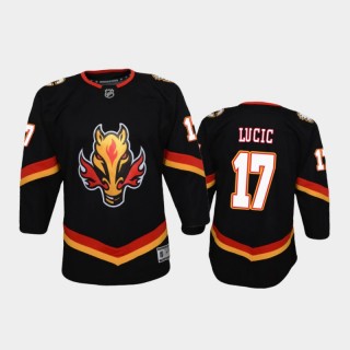 Youth Calgary Flames Milan Lucic #17 Reverse Retro 2020-21 Replica Black Jersey