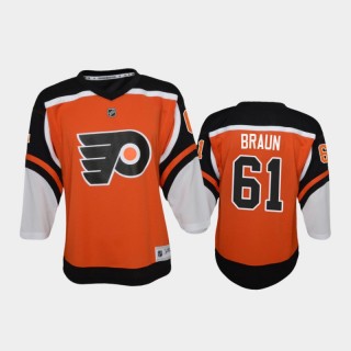 Youth Philadelphia Flyers Justin Braun #61 Reverse Retro 2020-21 Replica Orange Jersey