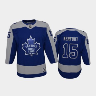 Youth Toronto Maple Leafs Alexander Kerfoot #15 Reverse Retro 2020-21 Replica Blue Jersey