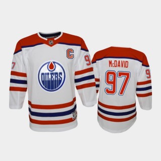 Youth Edmonton Oilers Connor McDavid #97 Reverse Retro 2020-21 Replica White Jersey