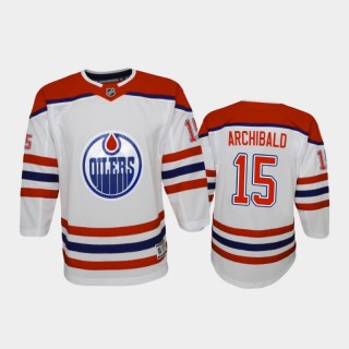 Youth Edmonton Oilers Josh Archibald #15 Reverse Retro 2020-21 Replica White Jersey