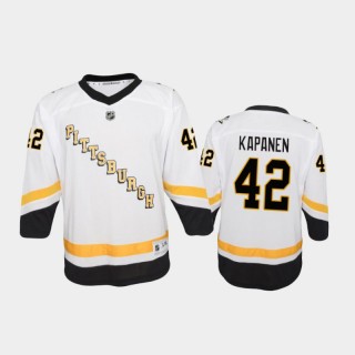 Youth Pittsburgh Penguins Kasperi Kapanen #42 Reverse Retro 2020-21 Replica White Jersey