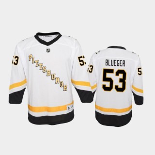 Youth Pittsburgh Penguins Teddy Blueger #53 Reverse Retro 2020-21 Replica White Jersey