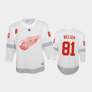 Youth Detroit Red Wings Frans Nielsen #81 Reverse Retro 2020-21 Special Edition Replica White Jersey